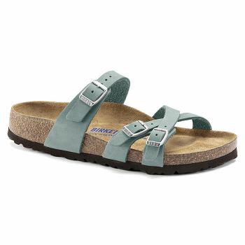 Birkenstock Soft Footbed Nubuck Læder Franca Dame Blå | DK 450TCE